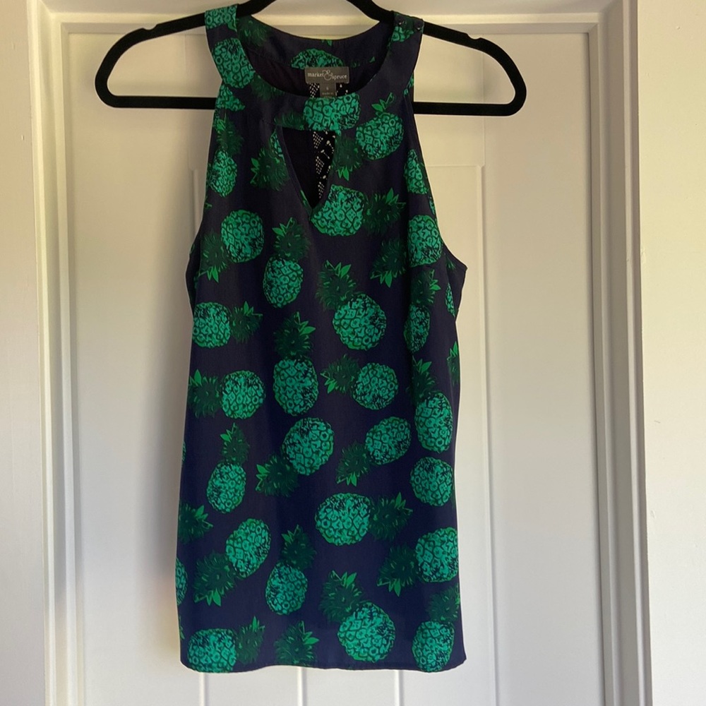 Navy & Green Market & Spruce Tank Size Small